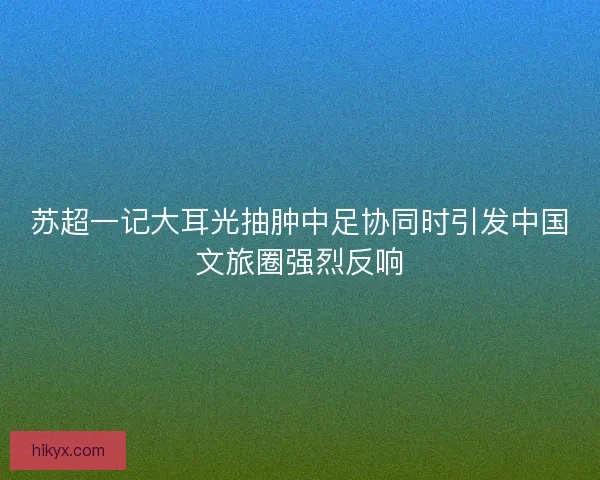 苏超一记大耳光抽肿中足协同时引发中国文旅圈强烈反响 苏超一记大耳光抽肿中足协同时引发中国文旅圈强烈反响
